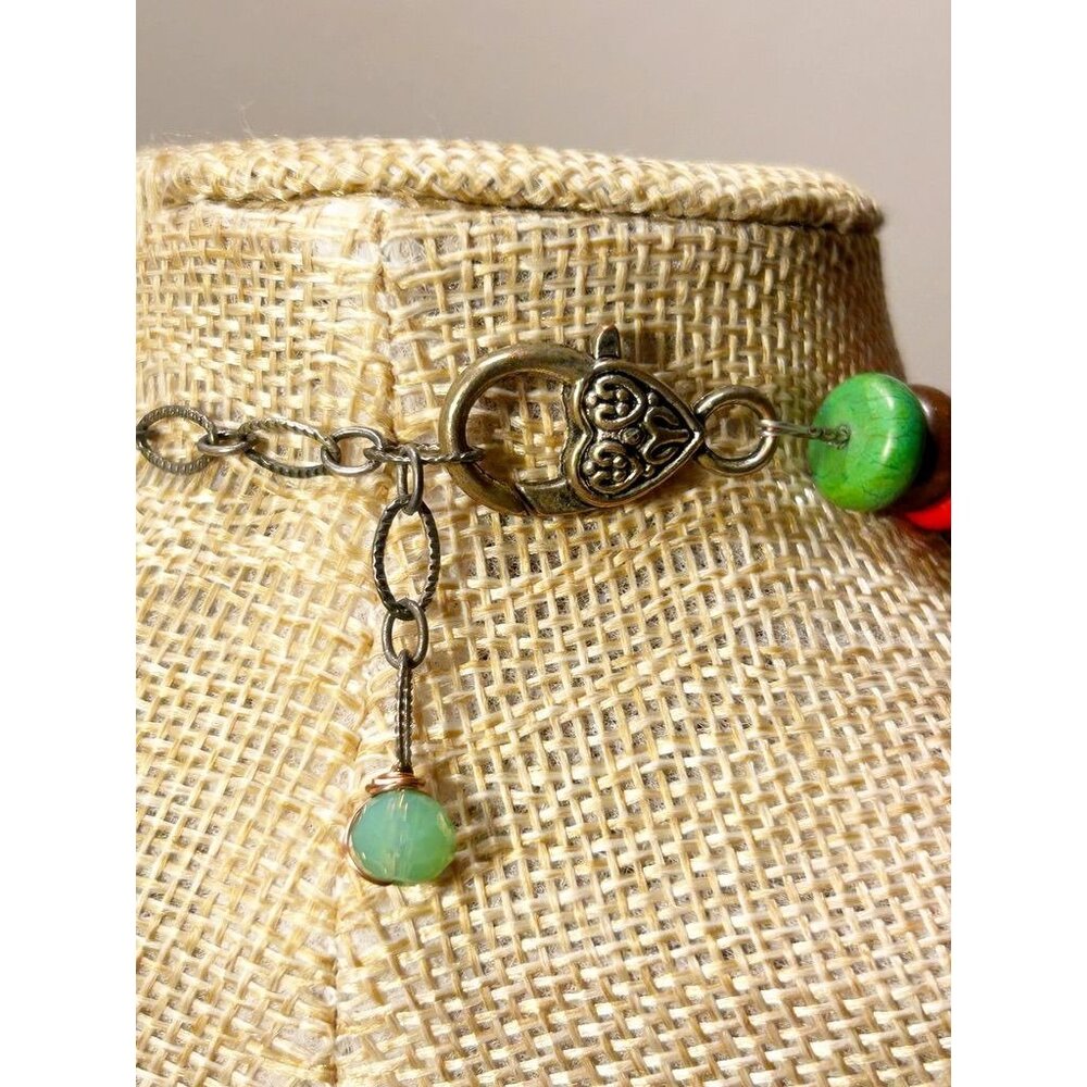 Multi Color Magnesite Graduated Rondelle Disc Bead Necklace - Picture 4 of 4